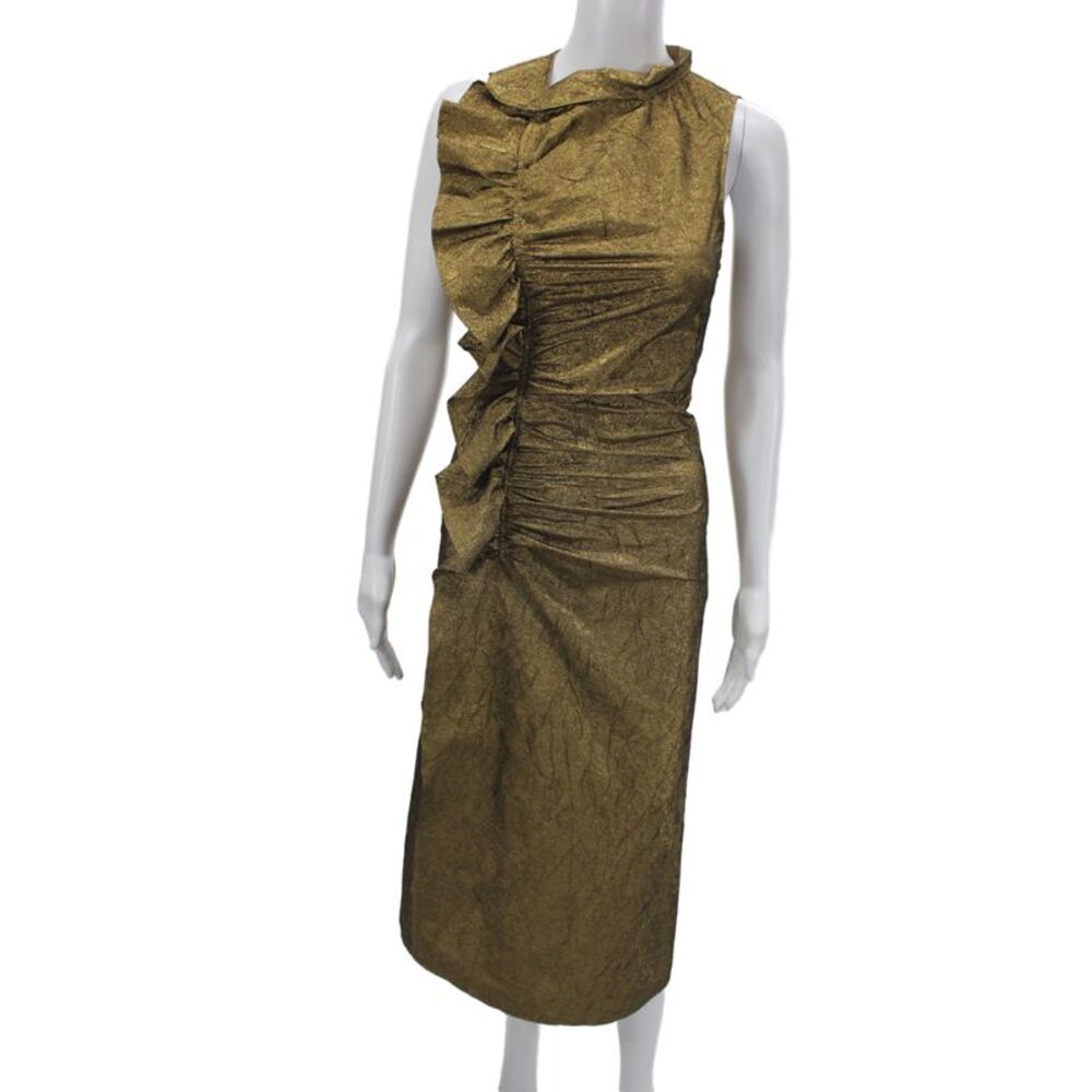 Ulla Johnson Women Sheath Dress Brown Mock Neck Sleeveless Knee Length Size 00